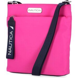 Women's Hot Pink Nylon Crossbody Bag Purse with Adjustable Shoulder Strap